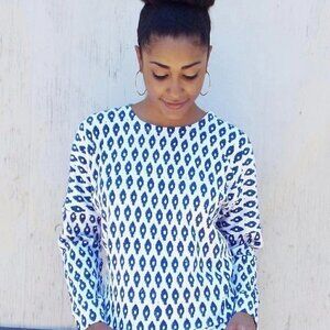 💚Fair Trade Ikat Cotton Boxy Sweatshirt NWT